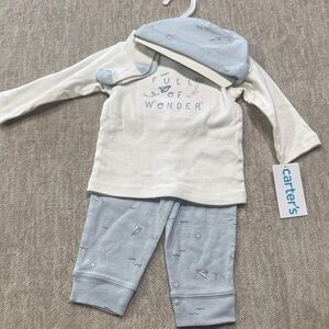 Carter's White and Blue Baby Outfit Set